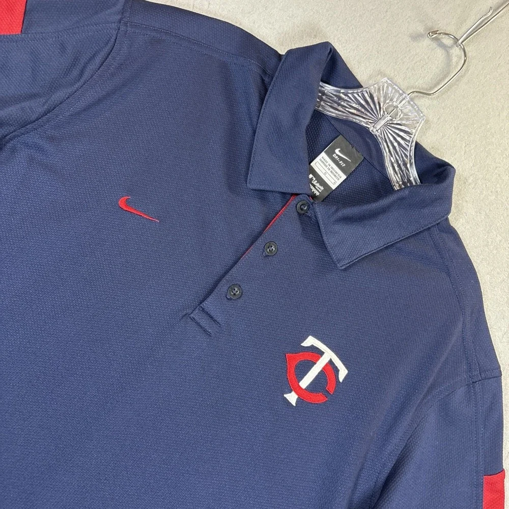 Minnesota Twins Nike Polo‎ Shirt Men's Large Dri-Fit Embroidered Logo Polyester